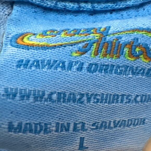 Crazy Shirts Garment Dyed Men's Tee Shirt Blue Hawaii Dye Size L Island Style - Picture 7 of 8